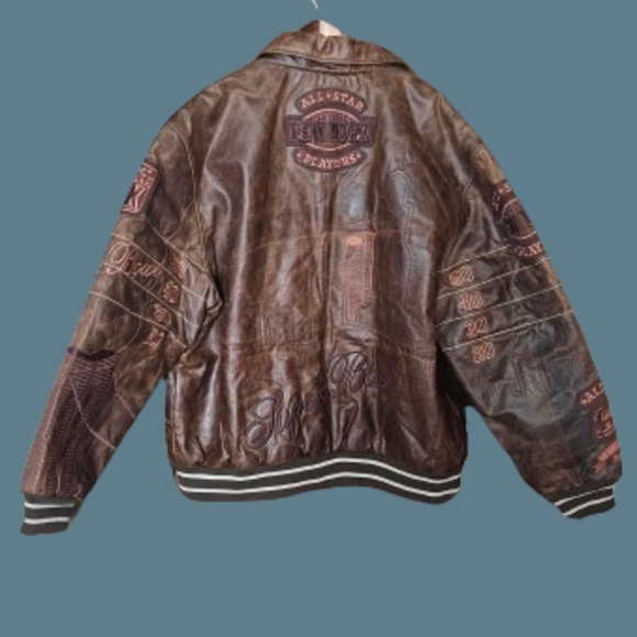 *NWT Vintage Bare Fox Players Leather Super Bowl All Stars Jacket NY Football - Picture 2 of 13